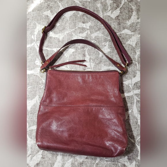 Fossil Amelia Hobo Shoulder Bag and Wallet Set (and Coin Purse) Leather Burgundy - Picture 3 of 16
